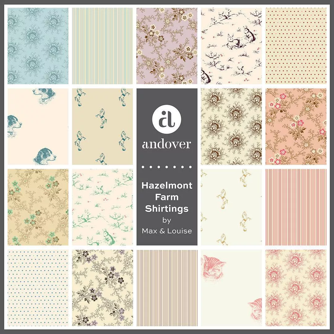 (28) Hazelmont Farm Shirtings Half Yard Bundle HYB-HAZELMONT by Max and Louise for Andover